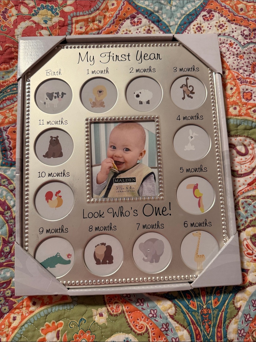 Malden My First Year Silver Baby Photo Frame - Look Who's One!